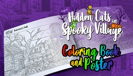 Купить Hidden Cats in Spooky Village - Coloring Book and Poster