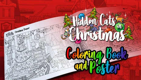 Купить Hidden Cats in Christmas - Coloring Book and Poster