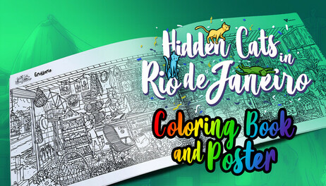 Купить Hidden Cats in Rio de Janeiro - Printable PDF Coloring Book and Poster